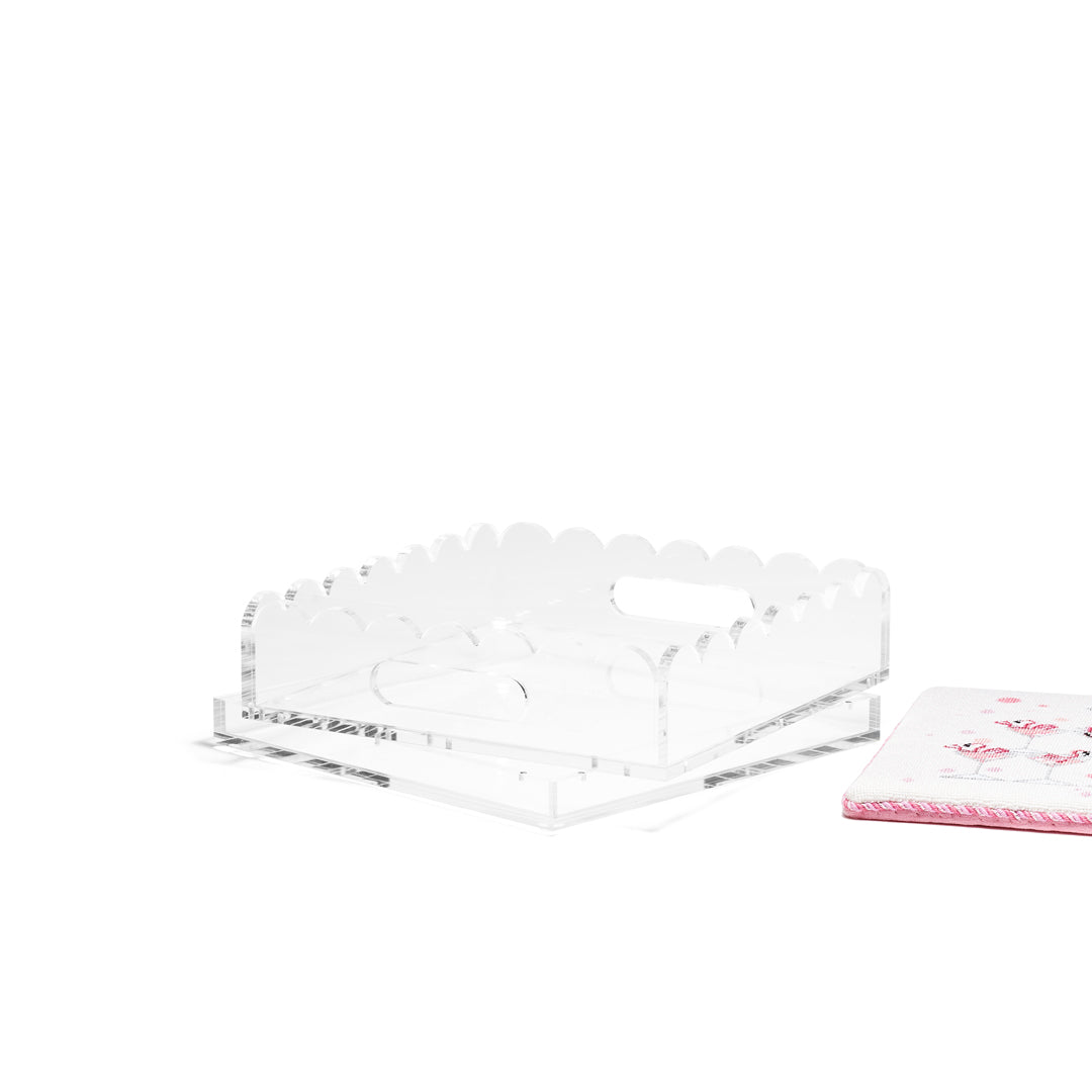 Scallop Acrylic Tray - 8" Square - Clear