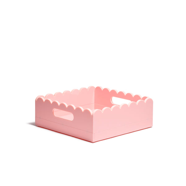 Scallop Acrylic Tray - 8" Square - Pink