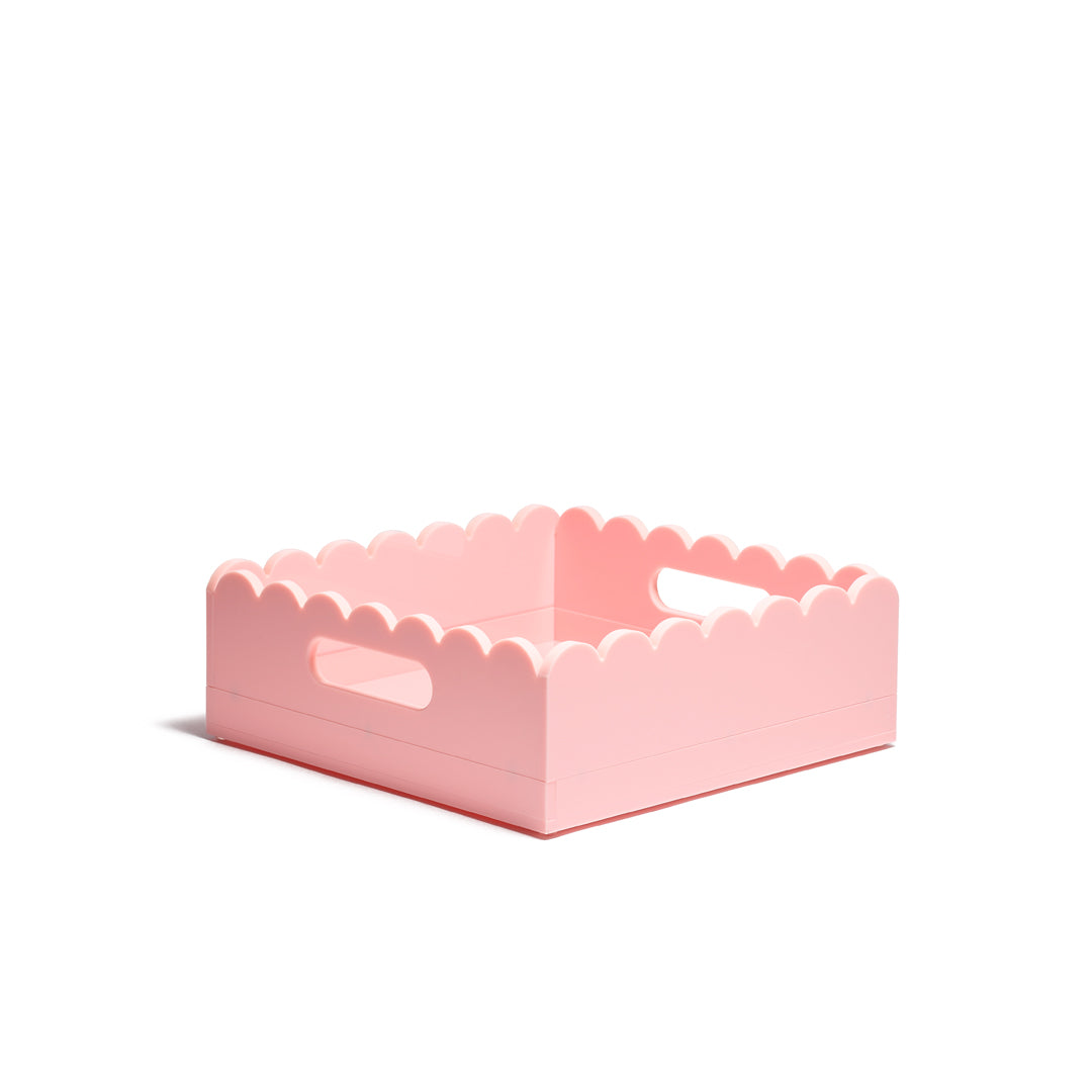 Scallop Acrylic Tray - 8" Square - Pink