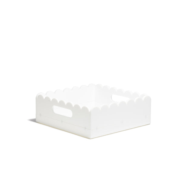 Scallop Acrylic Tray - 8" Square - White