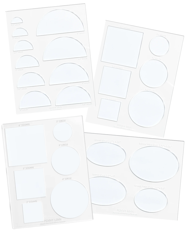 Acrylic Stencil Sheet Bundle - Oval, Arch, Half Inch, and Inch