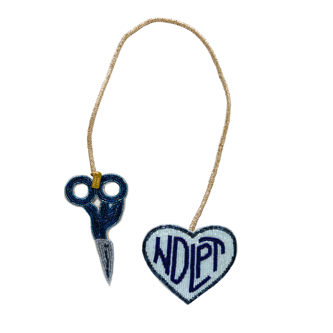 Blue Needlepoint / Scissors Bag Charm