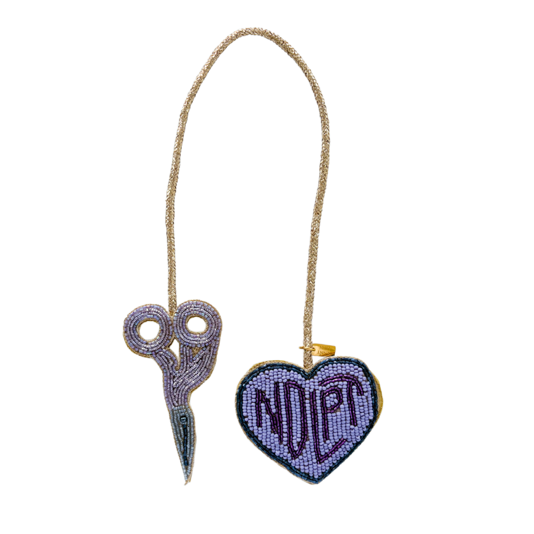 Purple Needlepoint / Scissors Bag Charm