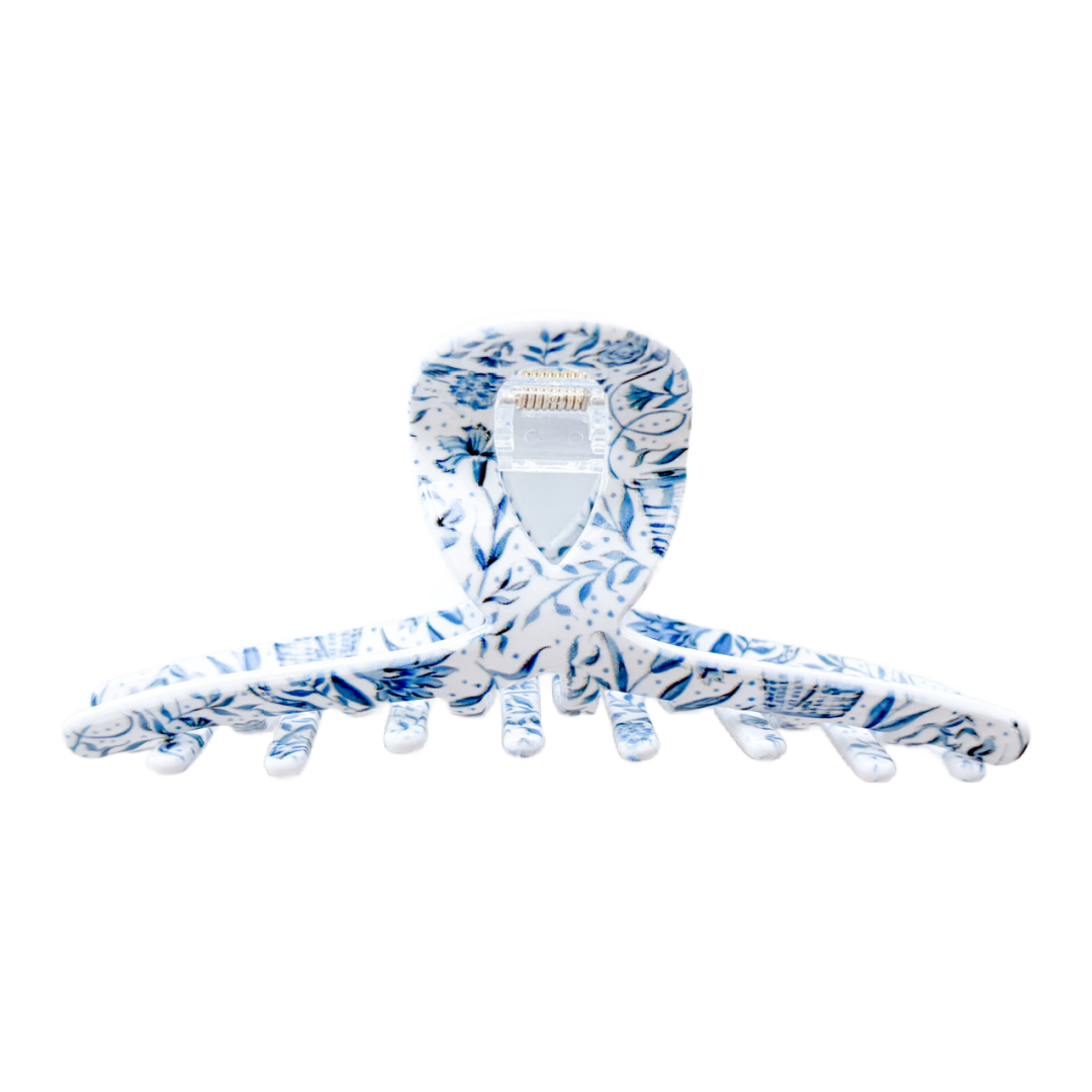 Blue Needlepoint Print Claw Clip - Extra Large