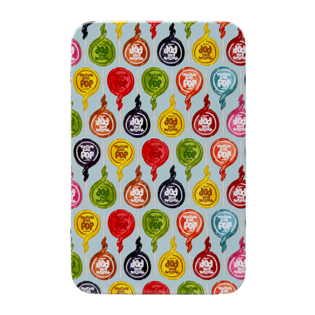 Blue Tootsie Pop Pattern Magnet Tin