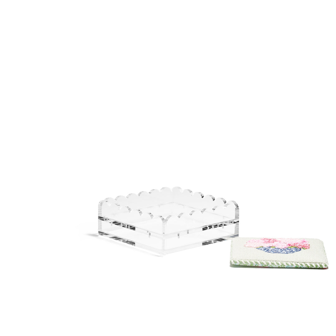 Scallop Acrylic Tray - 5" Square - Clear