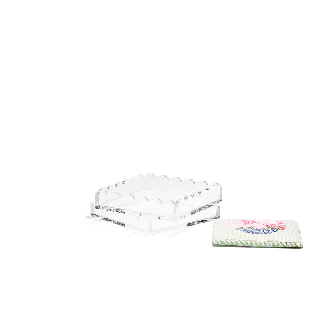 Scallop Acrylic Tray - 5" Square - Clear