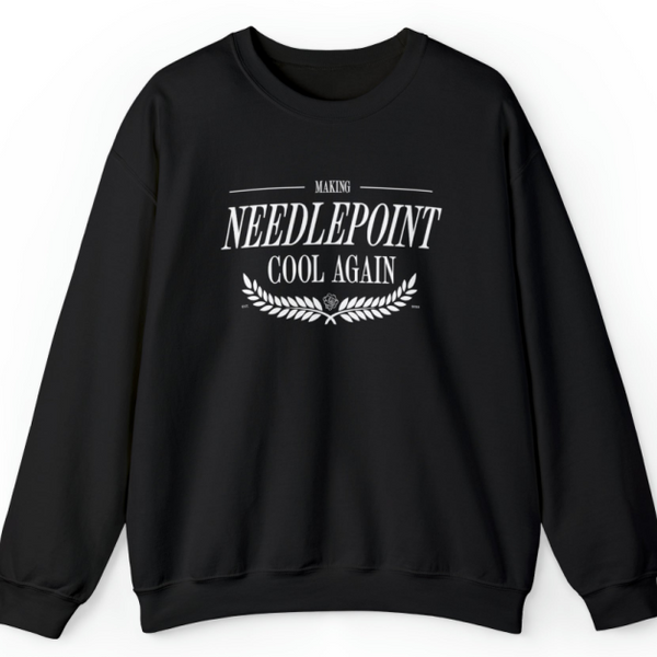 Making Needlepoint Cool Crewneck Sweatshirt