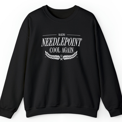 Making Needlepoint Cool Crewneck Sweatshirt