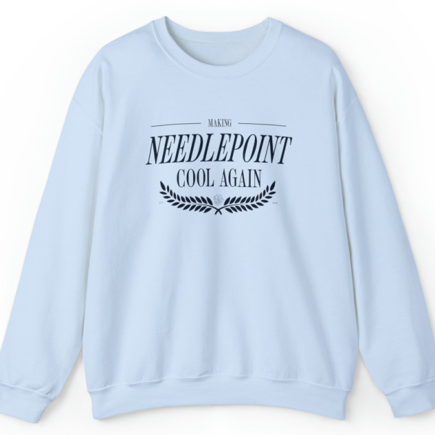 Making Needlepoint Cool Crewneck Sweatshirt