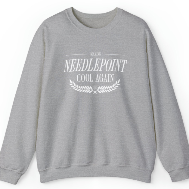 Making Needlepoint Cool Crewneck Sweatshirt