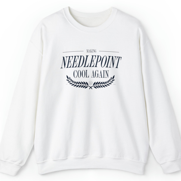 Making Needlepoint Cool Crewneck Sweatshirt