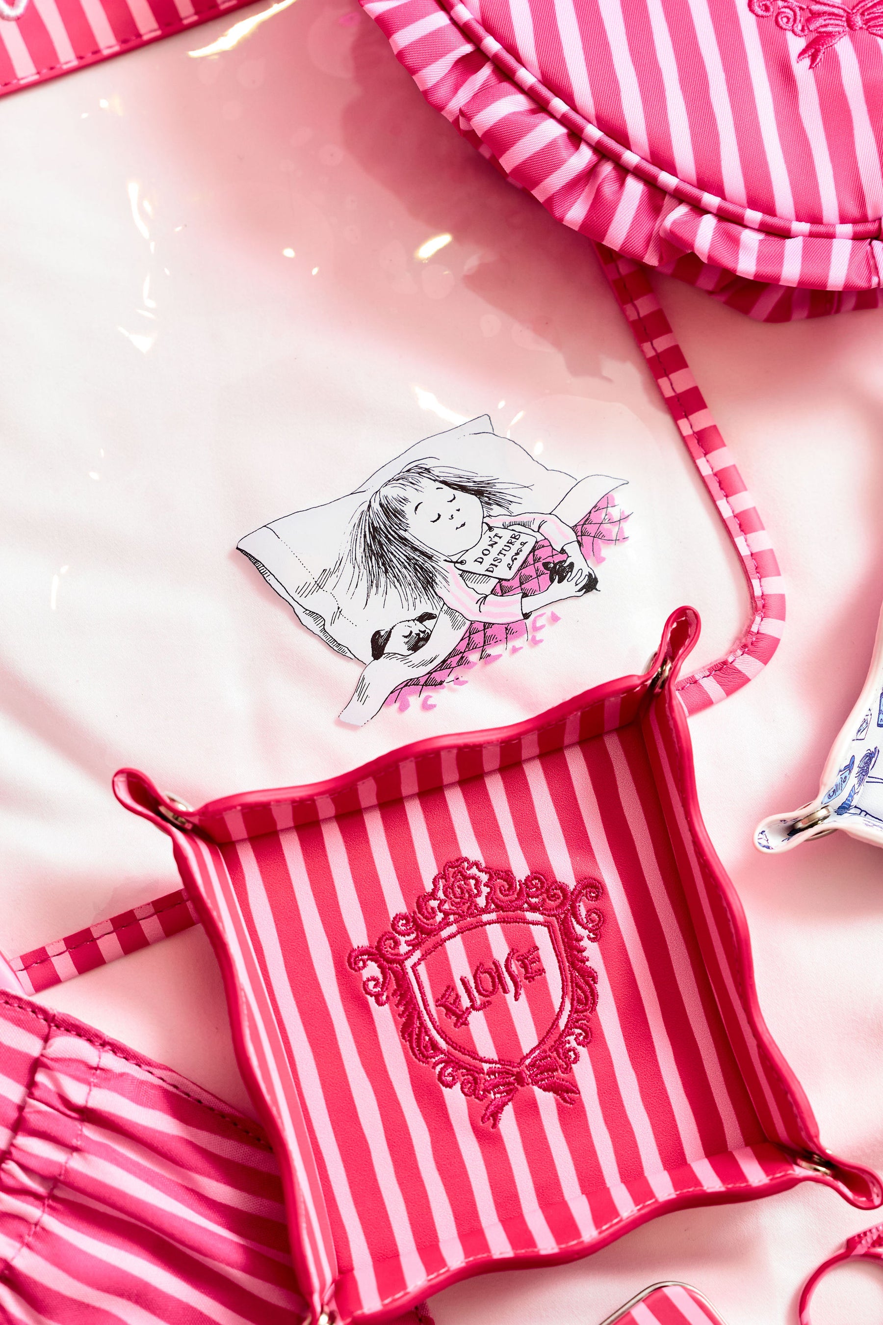 Eloise Stripe Scallop Leather Valet Tray