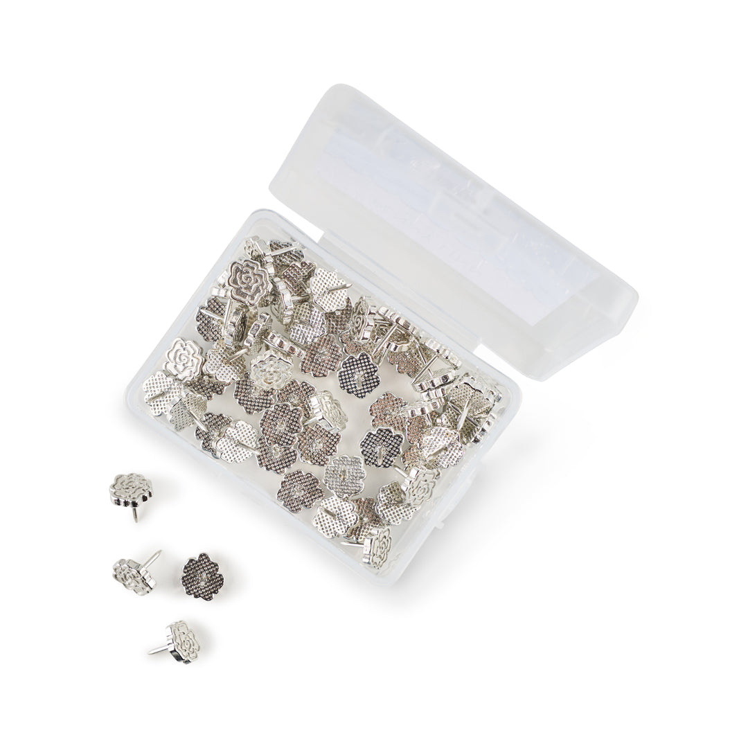 Gardenia Thumb Tacks - Silver