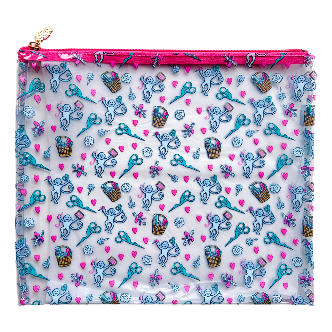 Roller Rabbit Needlepoint Print Clear PVC Bags
