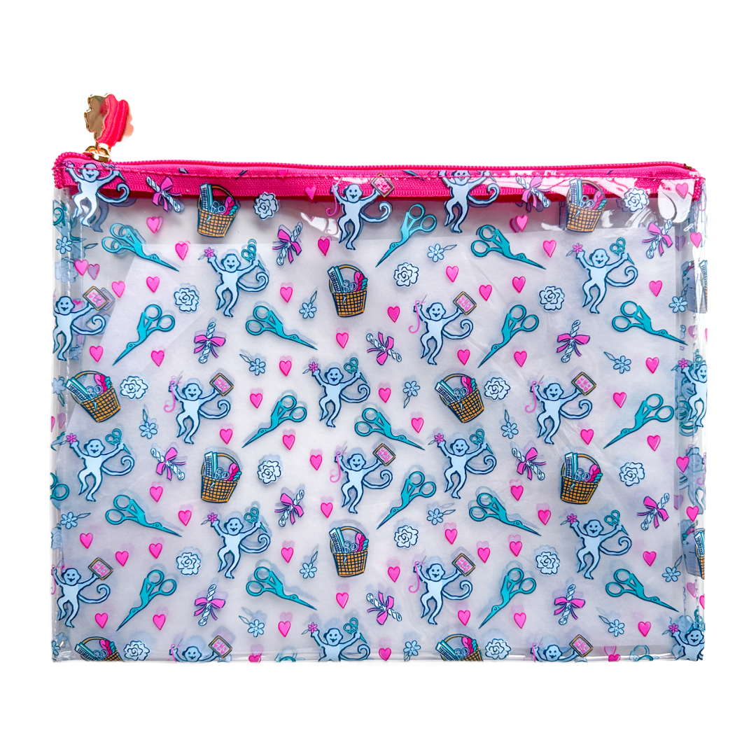 Roller Rabbit Needlepoint Print Clear PVC Bags