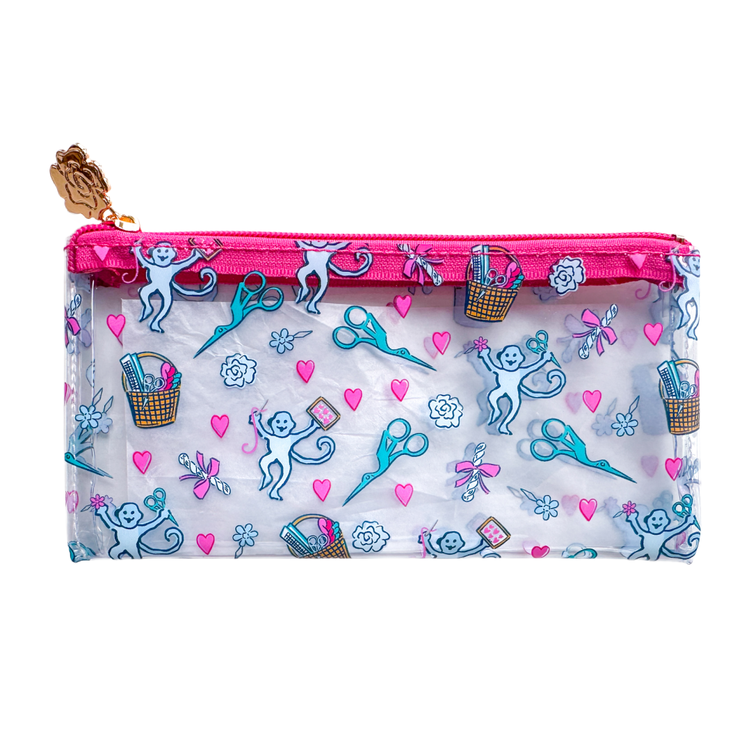 Roller Rabbit Needlepoint Print Clear PVC Bags