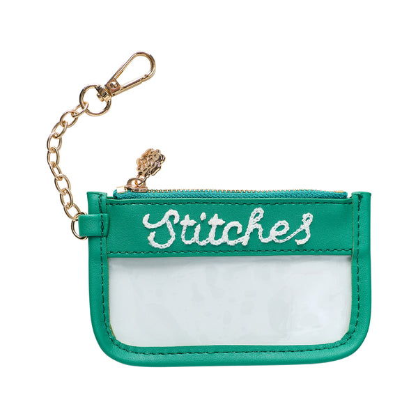 Green Mini Stitches Clear Zip Pouch
