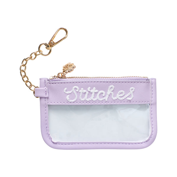 Purple Mini Stitches Clear Zip Pouch