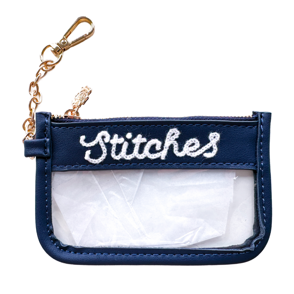 Mini Navy Stitches Clear Zip Pouch – Penny Linn