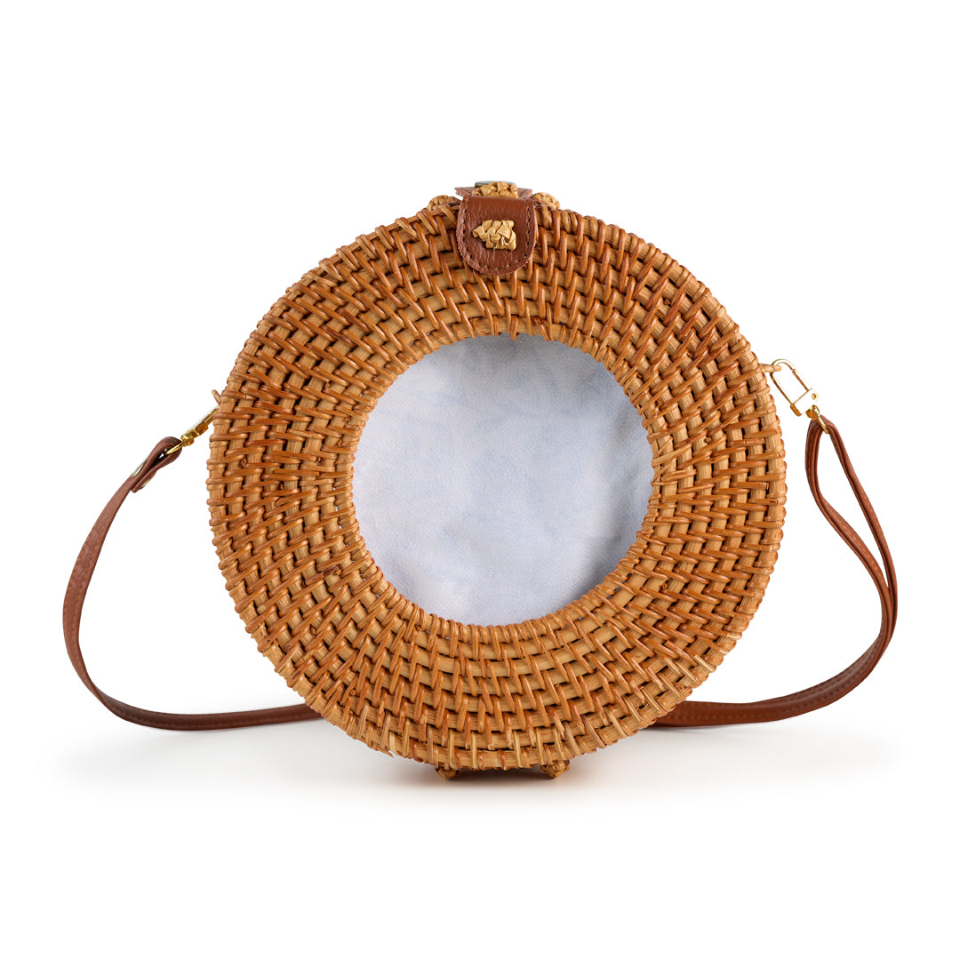 Natural 4x4 Round Wicker Bag