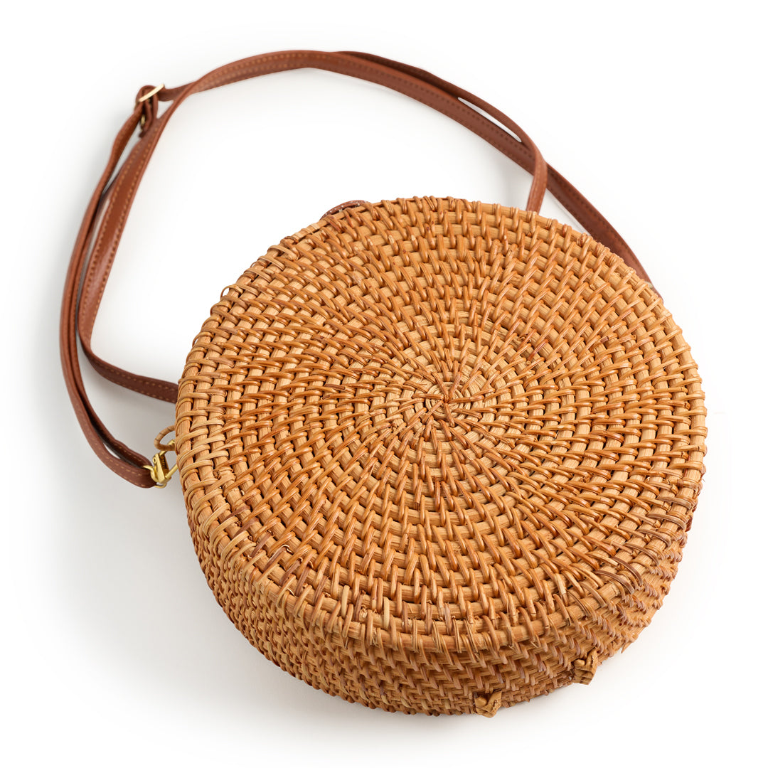 Natural 4x4 Round Wicker Bag