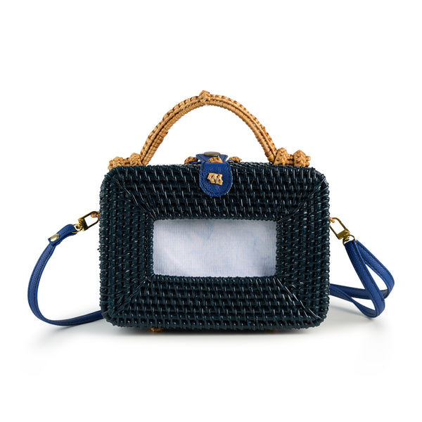 Blue 2x4 Rectangle Wicker Bag