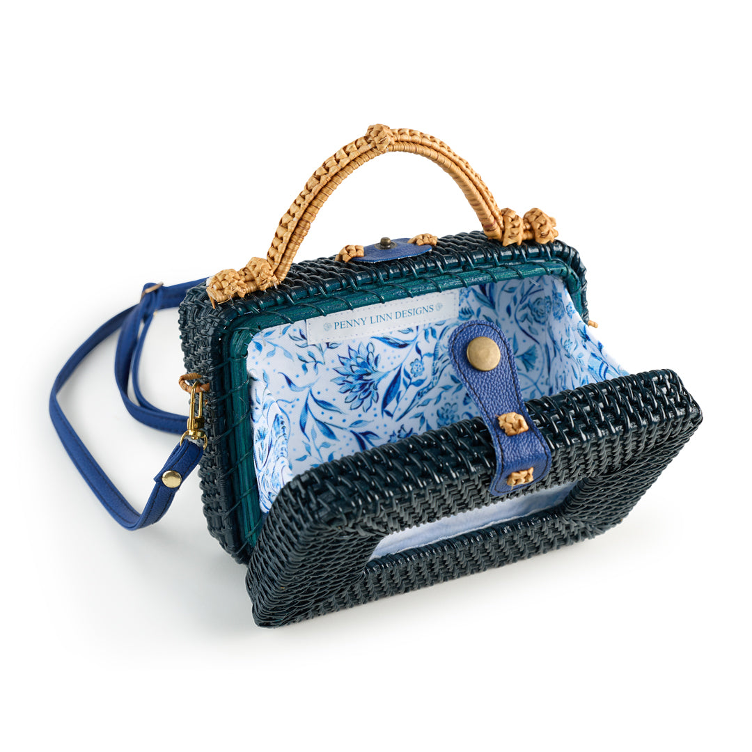 Blue 2x4 Rectangle Wicker Bag