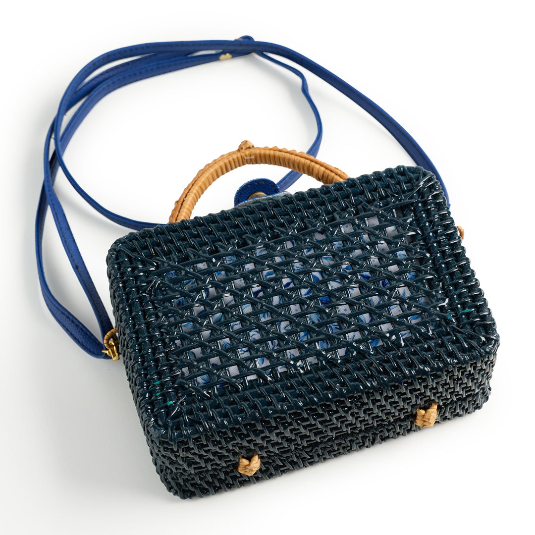 Blue 2x4 Rectangle Wicker Bag