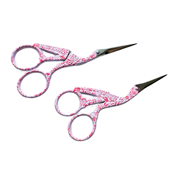 Needlepoint Print Crane Scissors - Pink