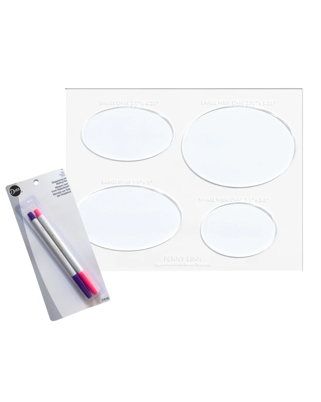 Oval Acrylic Stencil Sheet & Disappearing Ink Pens