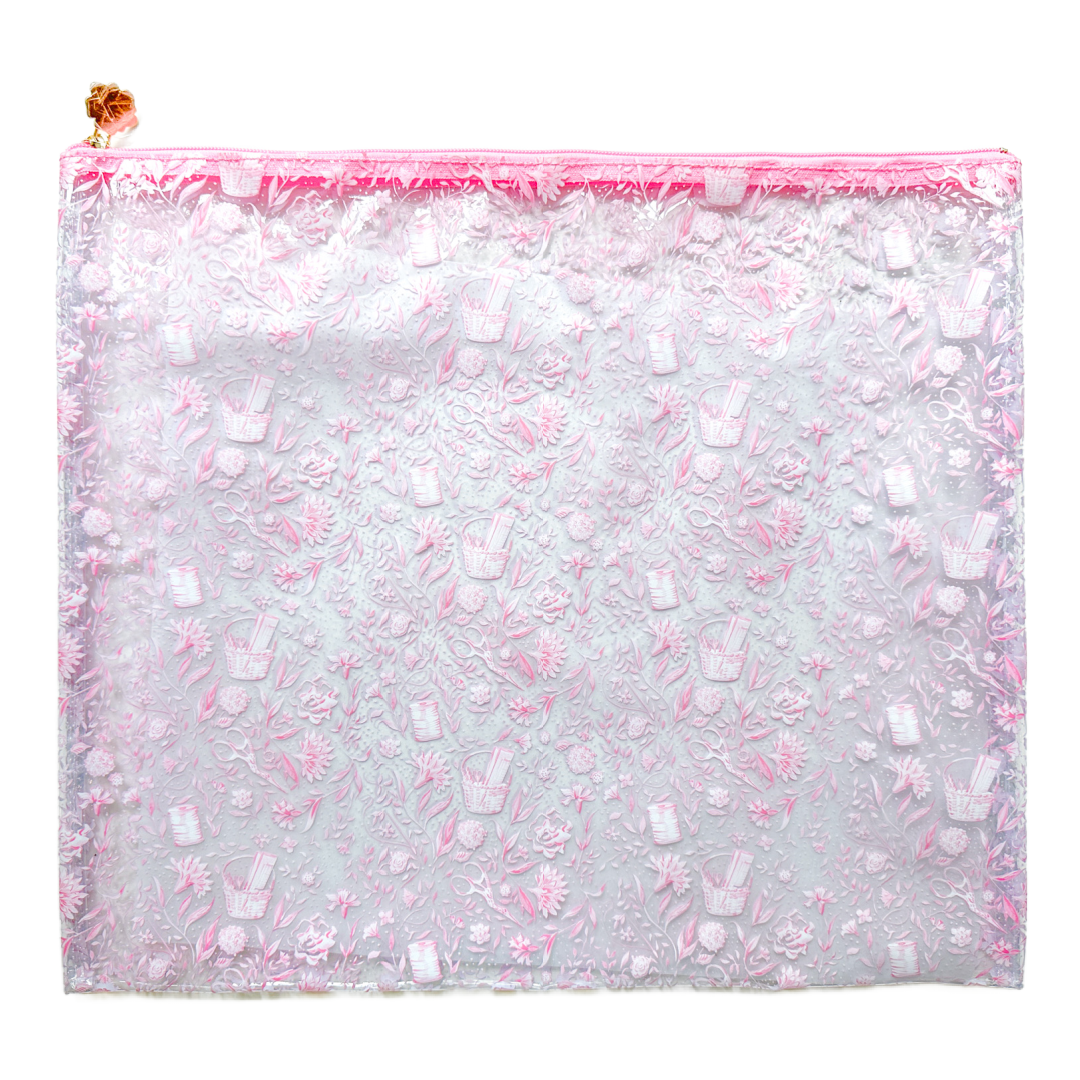 Needlepoint Print Clear PVC Bag in Pink