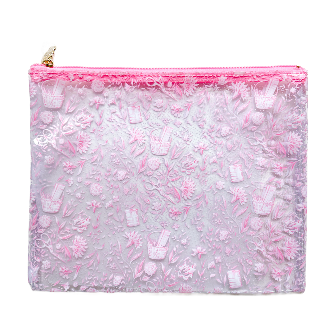 Needlepoint Print Clear PVC Bag in Pink
