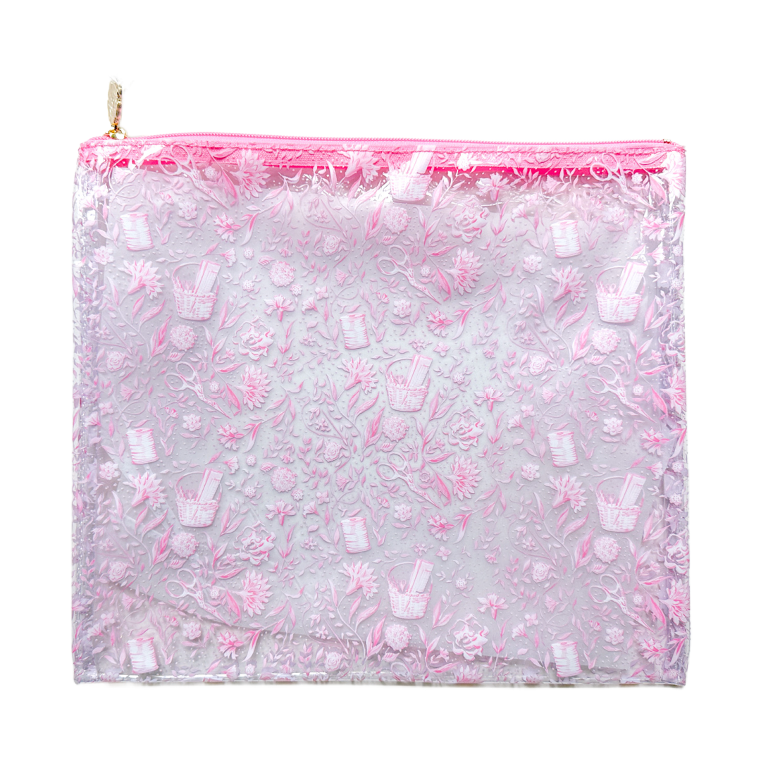 Needlepoint Print Clear PVC Bag in Pink