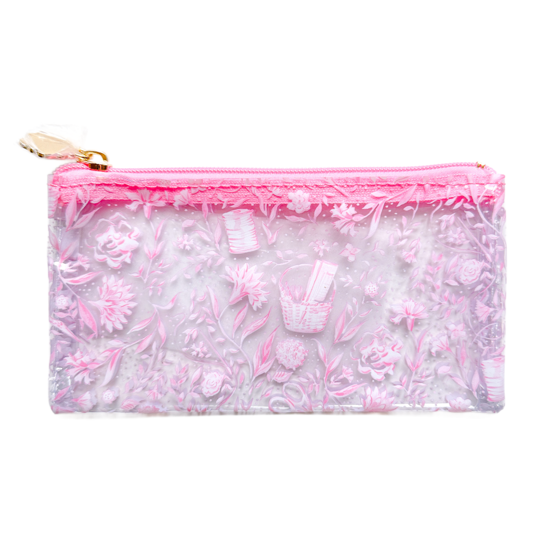 Needlepoint Print Clear PVC Bag in Pink