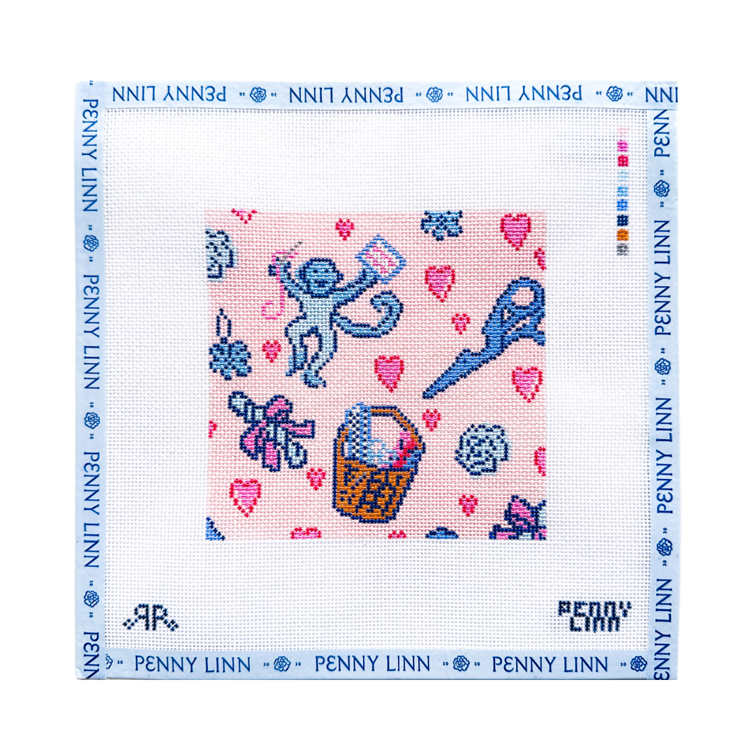 Roller Rabbit Needlepoint Print Toile