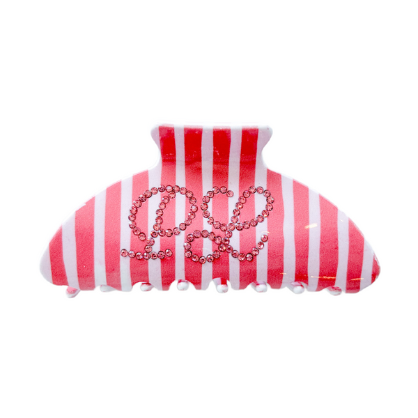 Stripe Pink Rhinestone Claw Clip