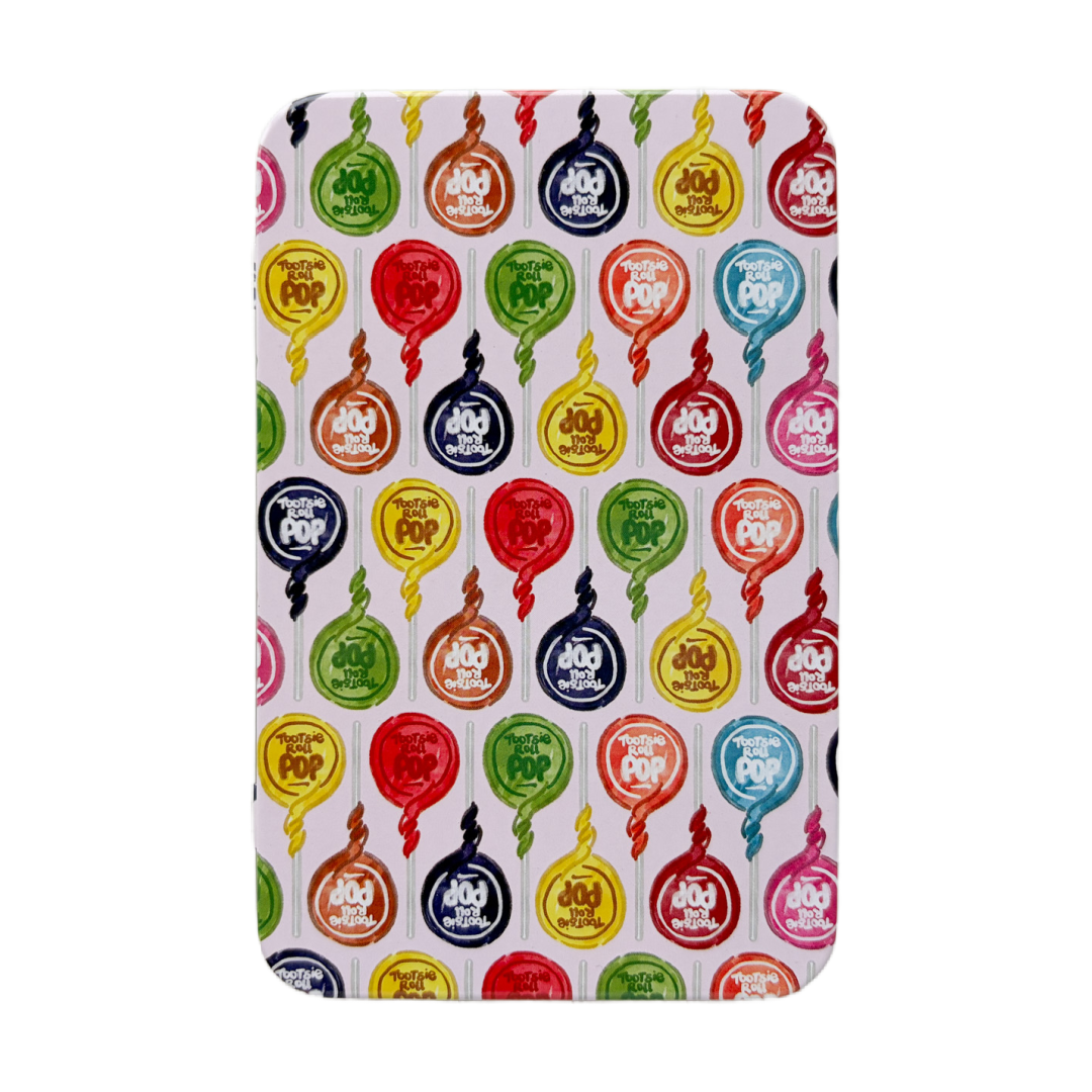 Pink Tootsie Pop Pattern Magnet Tin