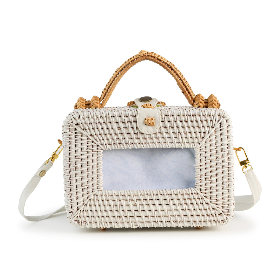 White 2x4 Rectangle Wicker Bag