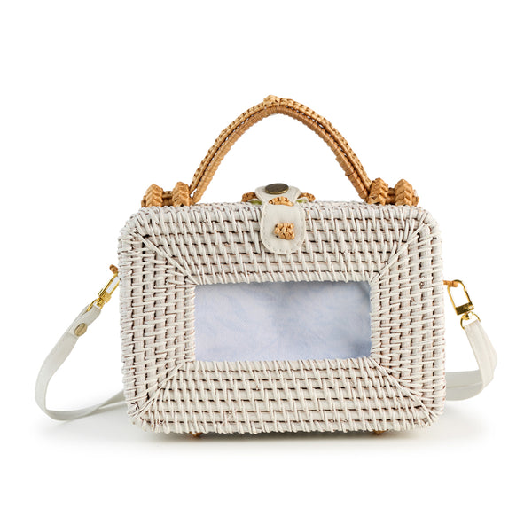White 2x4 Rectangle Wicker Bag