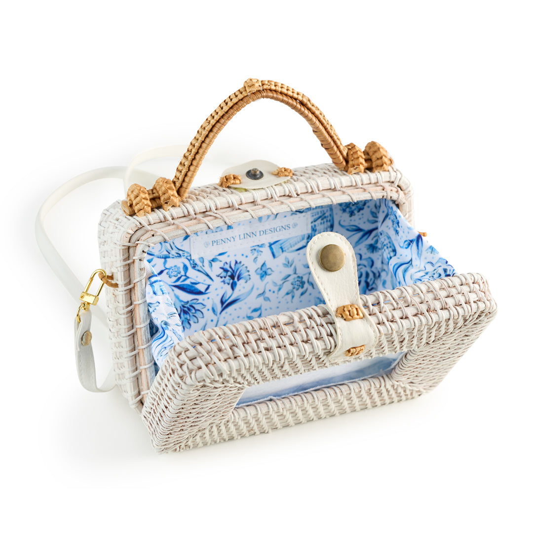 White 2x4 Rectangle Wicker Bag