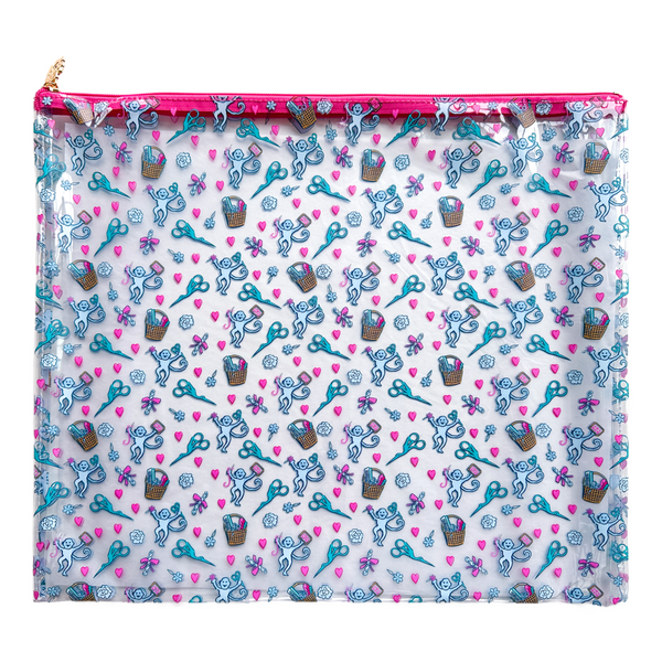 Roller Rabbit Needlepoint Print Clear PVC Bags