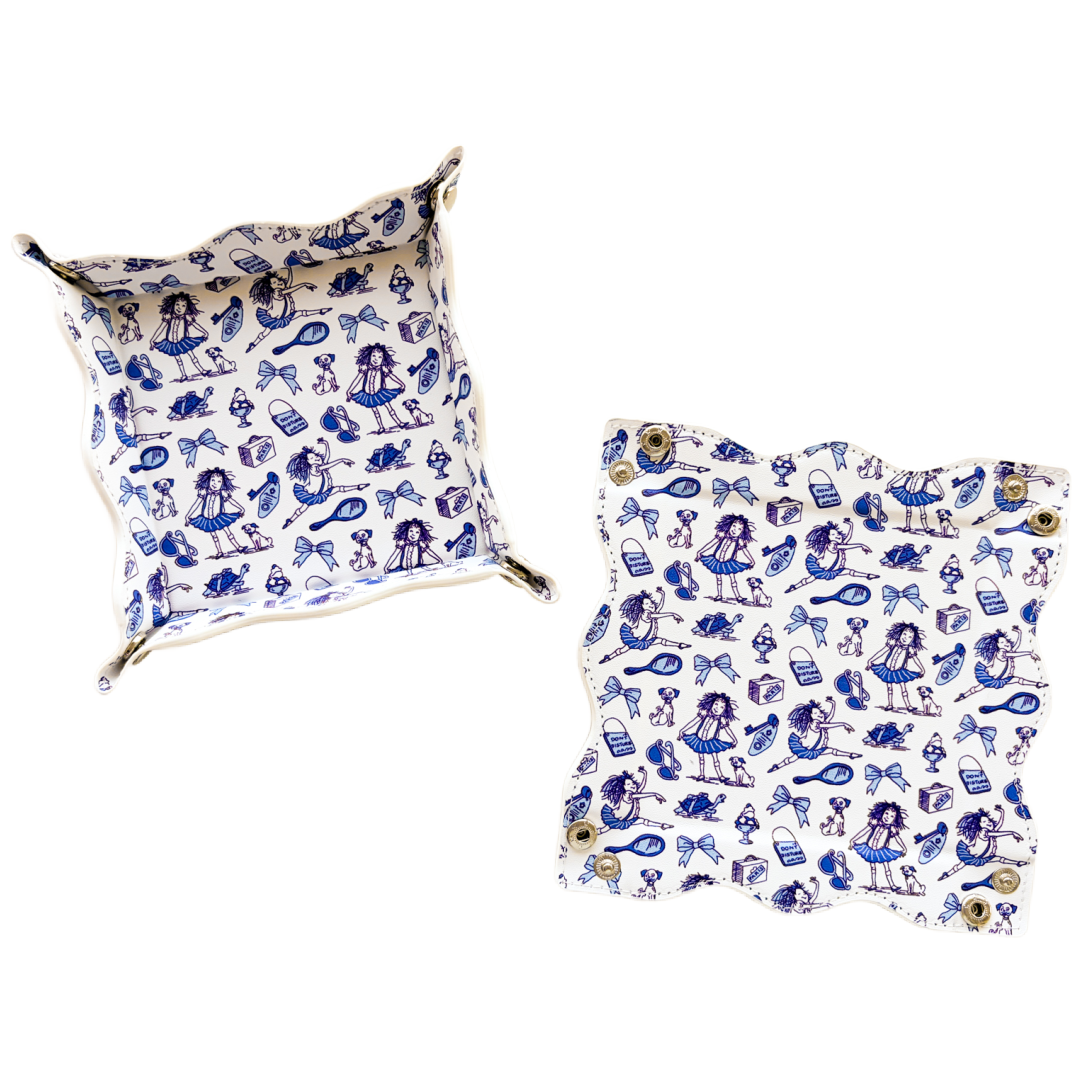 Eloise Toile Scallop Leather Valet Tray