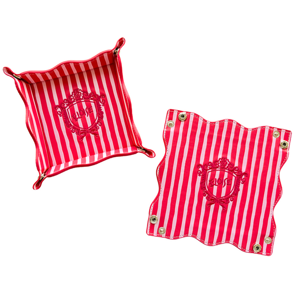 Eloise Stripe Scallop Leather Valet Tray