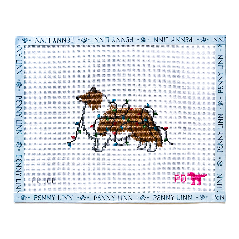 Collie Wrapped in Lights – Penny Linn