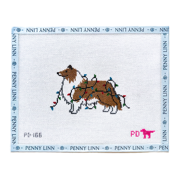 Collie Wrapped in Lights – Penny Linn