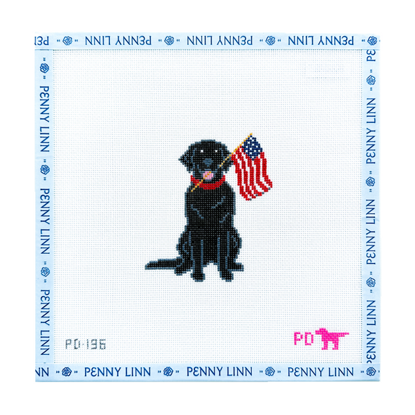 Dog with Flag - Black Lab