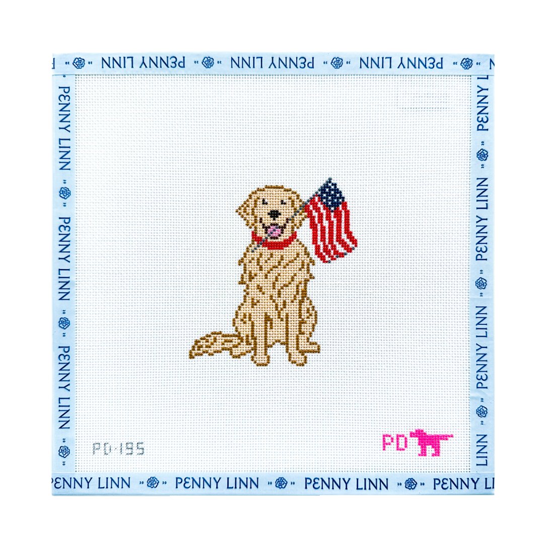Dog with Flag - Golden