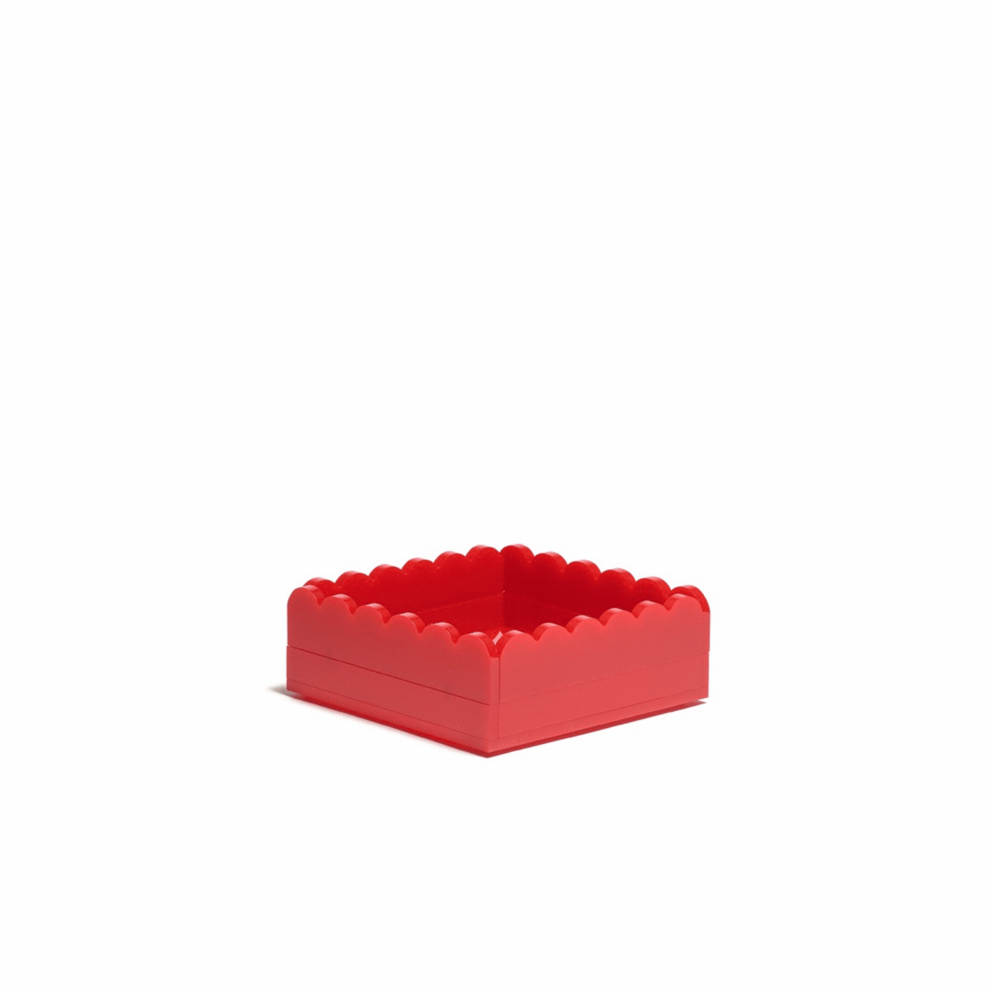 Scallop Acrylic Tray - 5" Square - Red