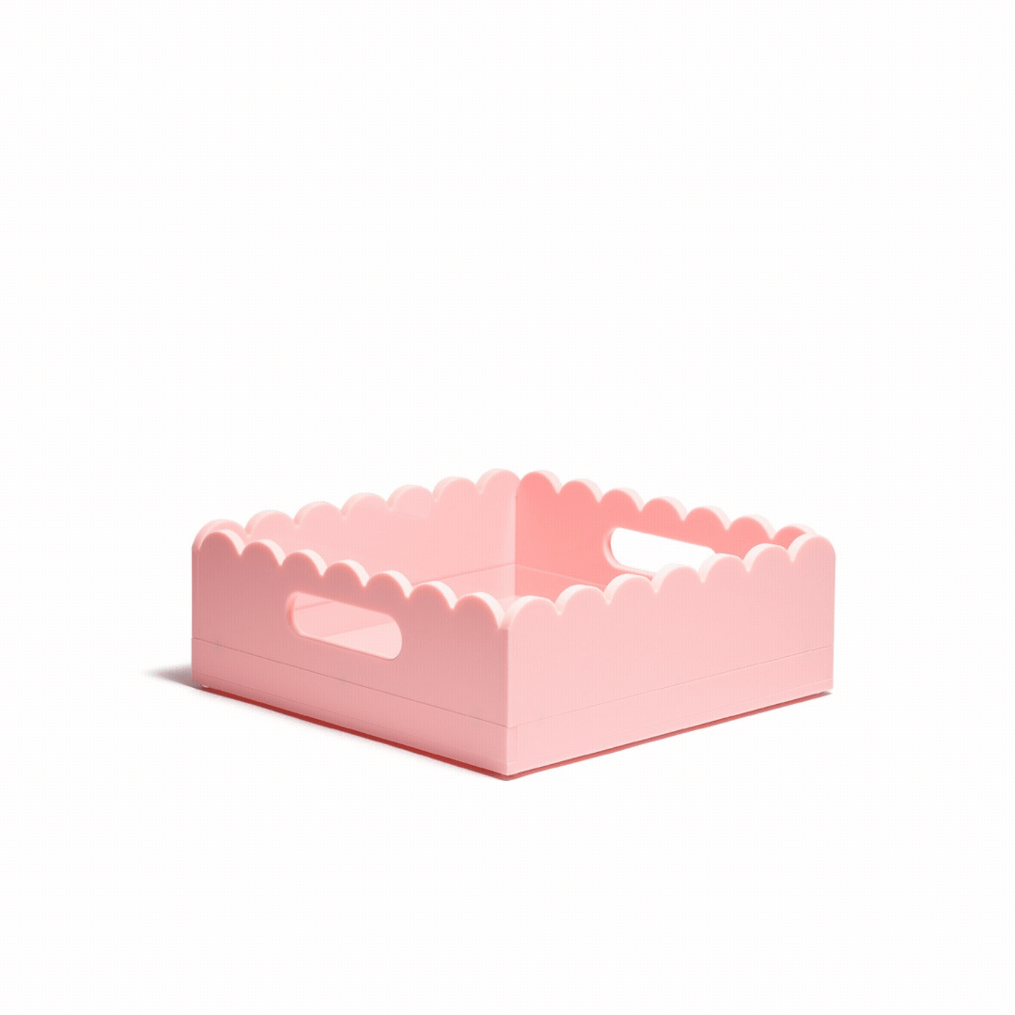 Scallop Acrylic Tray - 8" Square - Pink